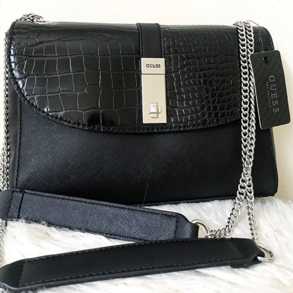 Guess Snakeskin Nightingale Chain Strap Purse NWT
